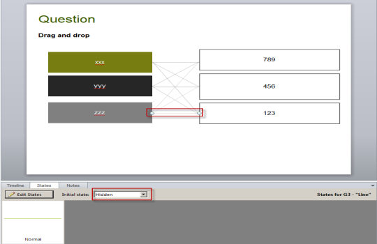 Showing that lines are initially in hidden state