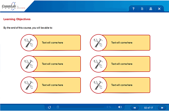 Course begins with a Learning objective