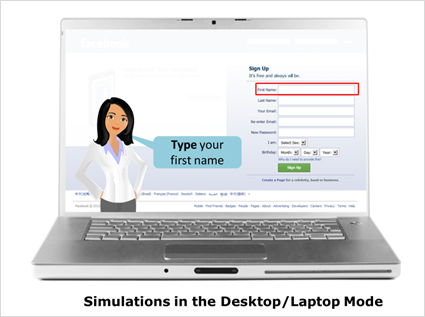 Simulations of desktop/loptop mode