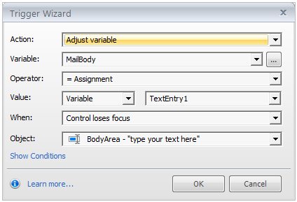 Focus on text entry fields