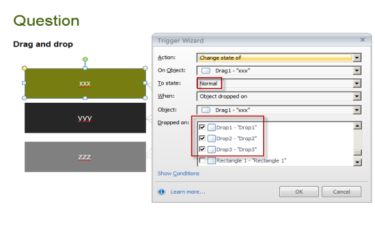 Changing the state of the drag item into normal state using triggers