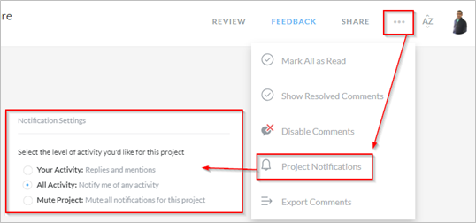 Selecting Project Notifications