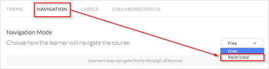 Imposing Restricted Navigation in Articulate Rise