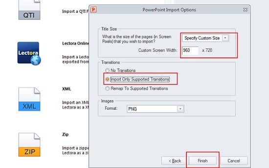 Import Only Supported Transitions