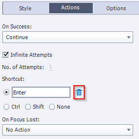 Delete the Shortcut from Action Panel