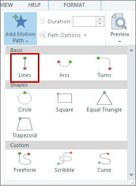 Add a motion path to the object Step 3