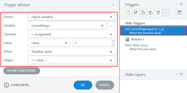 Add a trigger on each page to update currentpage and totalpage