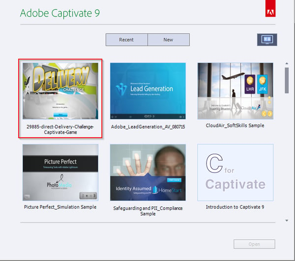 Adobe Captivate 9 Preview of Projects