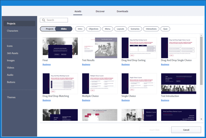 Assets Store of Adobe Captivate Assets Store of Adobe Captivate