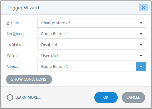 Change state of radio button-1 to disable