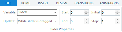 Change the properties of the slider