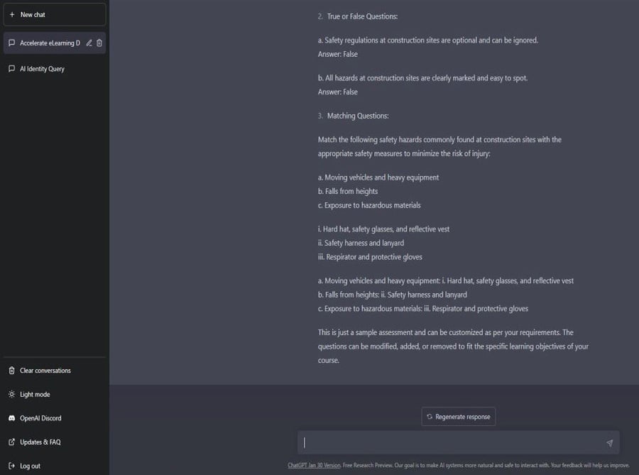 Check Out How ChatGPT Created a Sample Assessment for Safety at Construction Sites (continued)