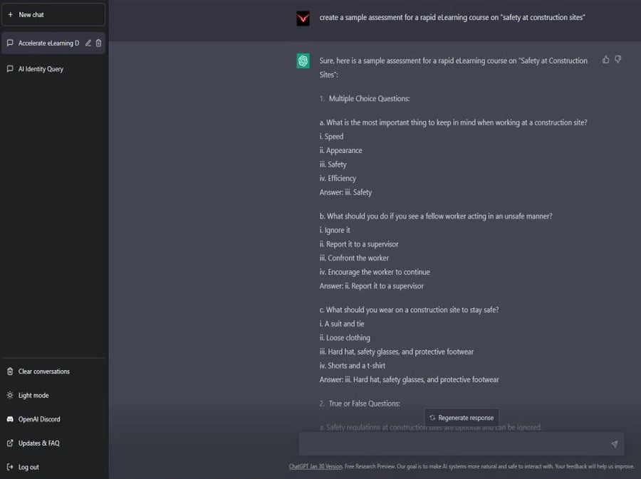 Check Out How ChatGPT Created a Sample Assessment for Safety at Construction Sites