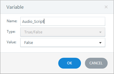 Create a boolean variable audio script