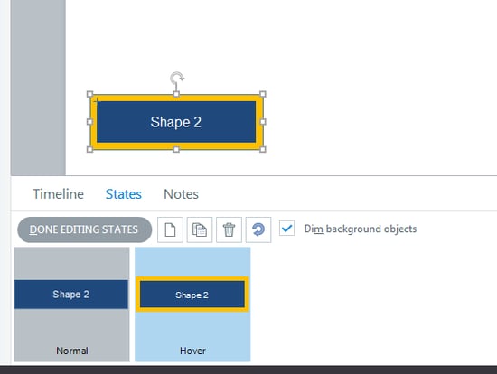 Create a hover for shape2