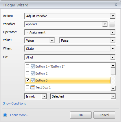 Create triggers for other options
