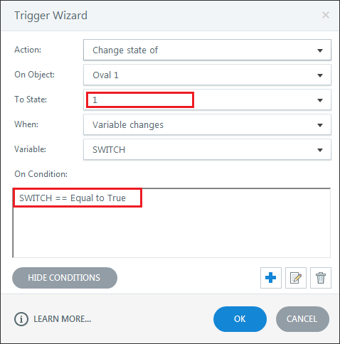 Create triggers to change the colour button