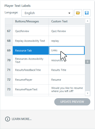 Customize Text Labels for Screen Readers
