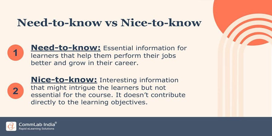 Difference between need-to-know content and nice-to-know content