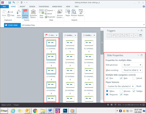 Edit individual slide properties