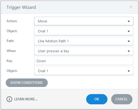 Edit the motion path trigger