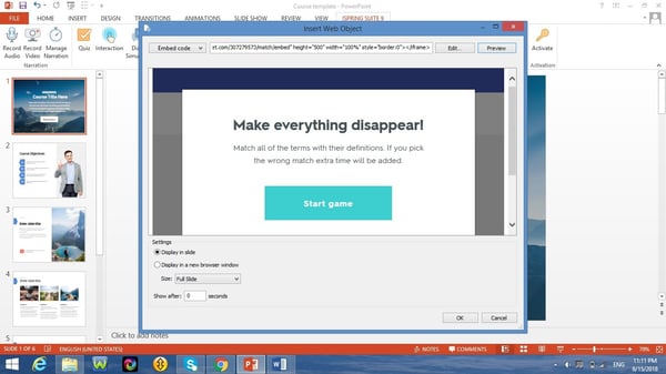 Embed Quizlet in iSpring