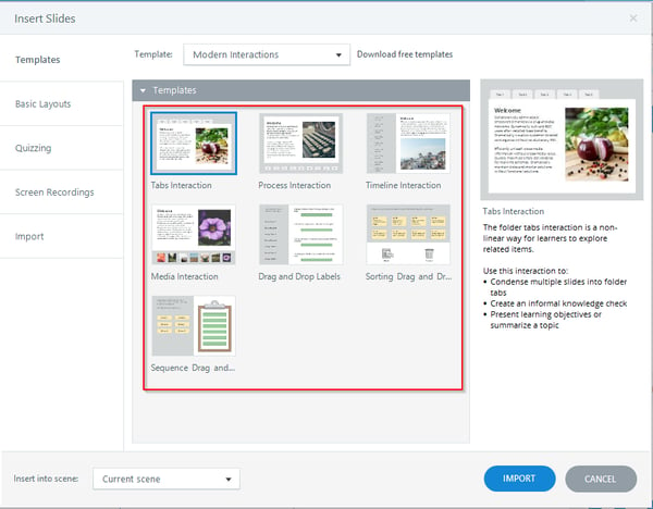 Templates in Articulate Storyline