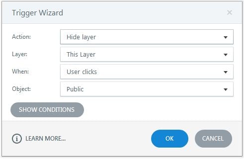 Hide the layer when the learner clicks public textbox