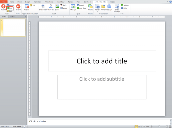 If presentation contains animations clicl sync button