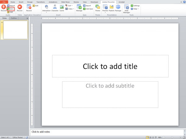 If presentation contains animations clicl sync button