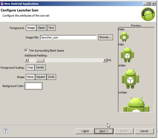 Launcher Icon Creation Screen