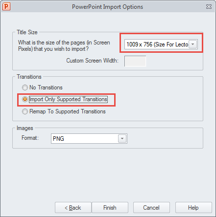 PowerPoint Import Options