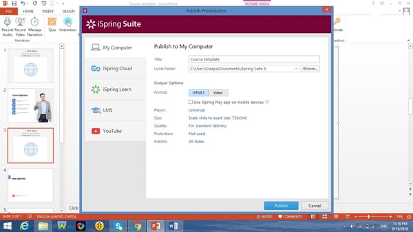Publish PPT in iSpring