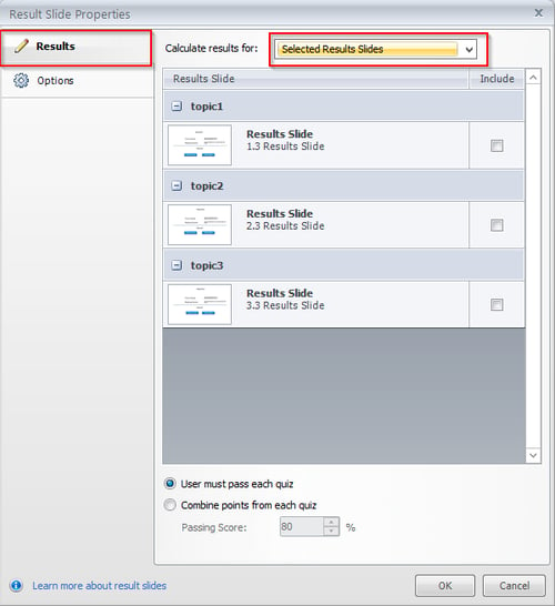 Select result slide option Step 3