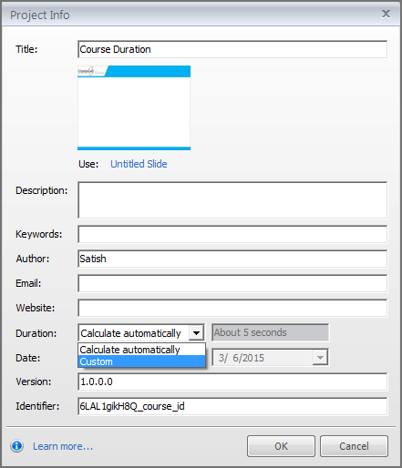 Setting your eLearning course duration-step2