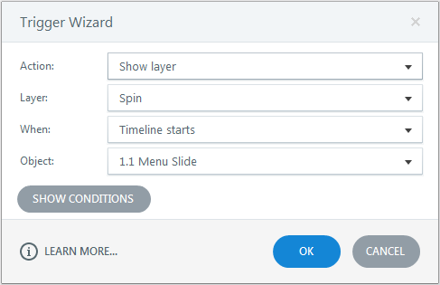 Show spin layer when timeline starts