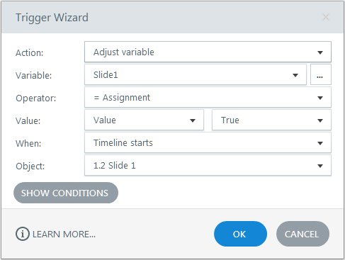 Trigger to adjust the variable