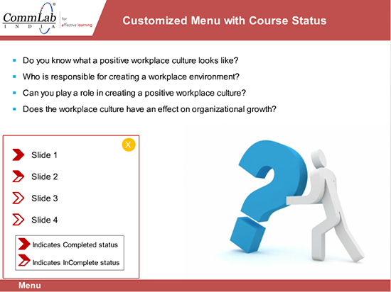 Step 9 - Customized menu to display the course status