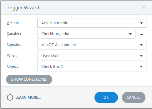 Toggle the variable checkbox_india