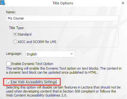 Turn on the Web Accessibility Settings