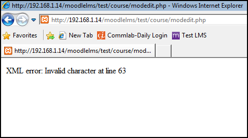 XML error invalid character