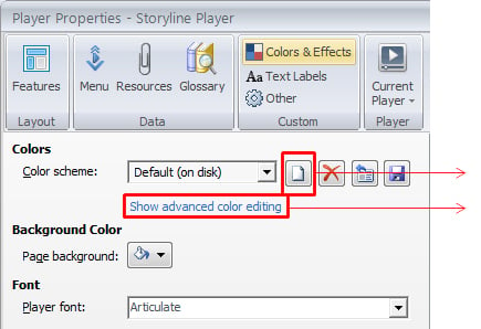 Create new color scheme and select show advance color