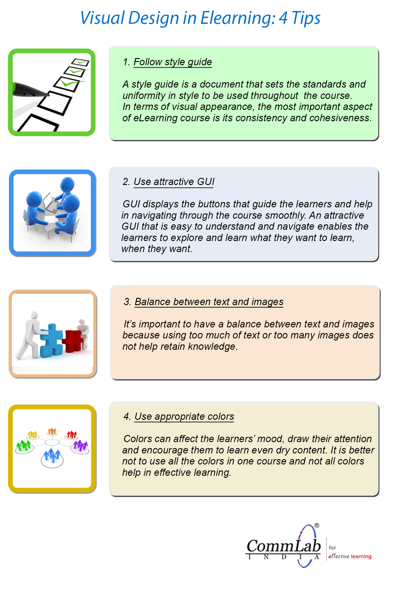 4 Tips to Get the Visual Design of Your E-learning Course Right – An Infographic