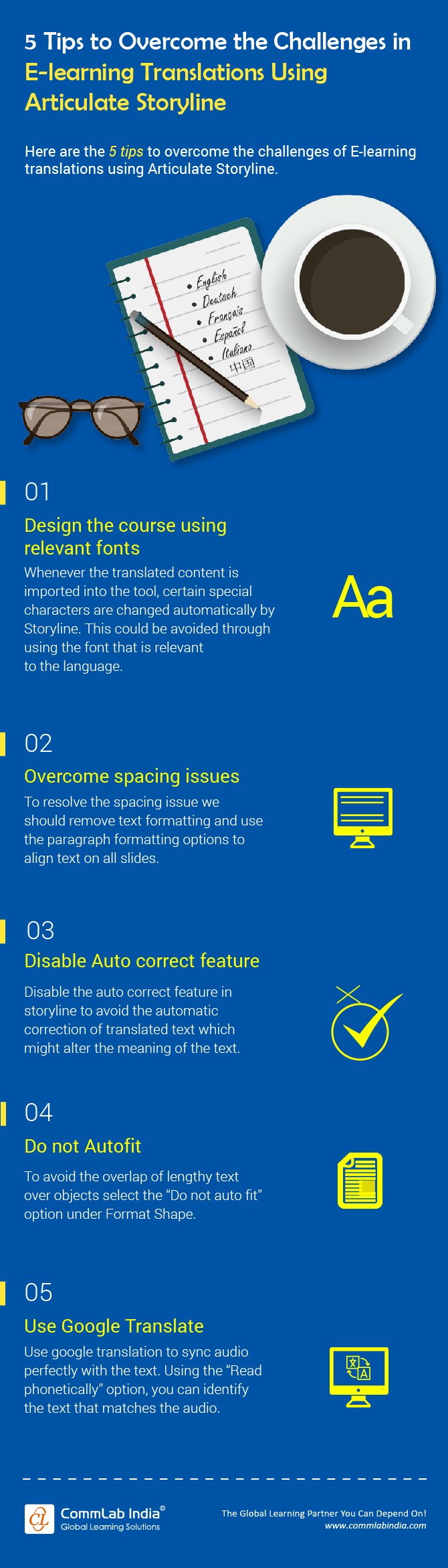 5 Tips to Overcome E-learning Translation Challenges using Articulate Storyline [Infographic]