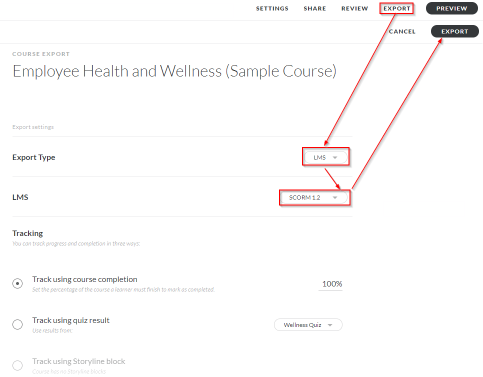 Export an LMS Package