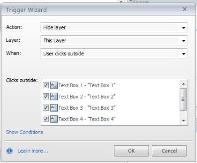 Hide layer trigger wizard