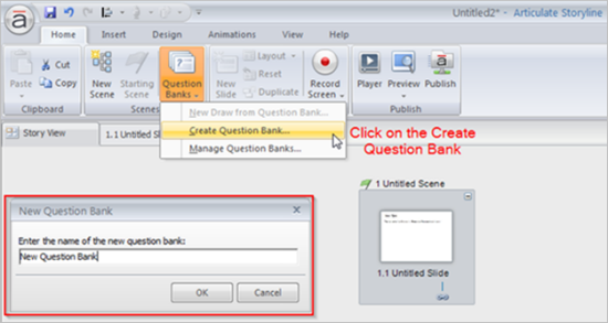 create the new question bank