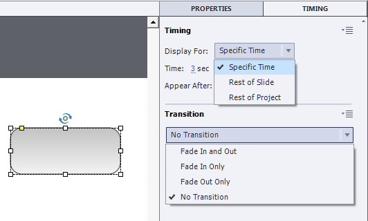 Timing and Transition to Button