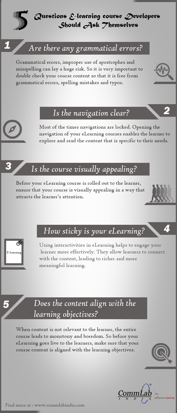 5 Questions E-learning Courses Developers Should Ask Themselves - An Infographic