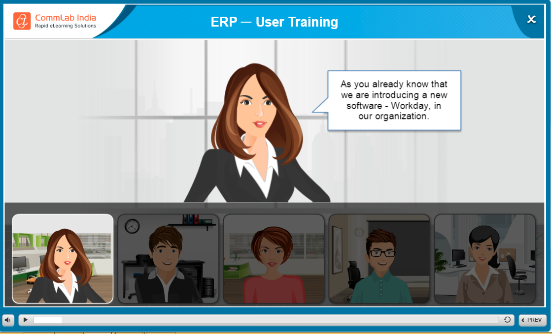 Screenshot from an eLearning course on ERP end-user training 